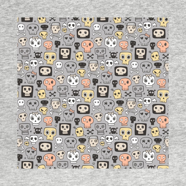 Skulls on Grey by CajaDesign